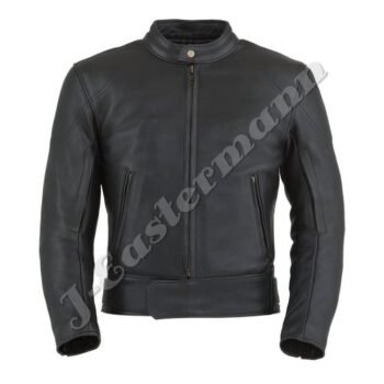 Mens Black Rock Leather Motorcycle Jacket JEI 7213