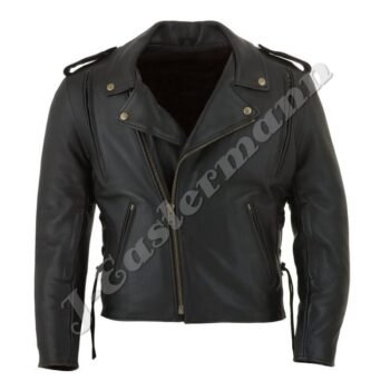 Mens Vented Classic Leather Motorcycle Jacket JEI 7216