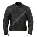 Mens Vented Classic Leather Motorcycle Jacket JEI 7218