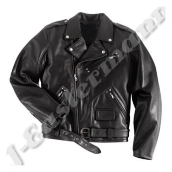 Mens Black Leather Motorcycle Jacket JEI-7225
