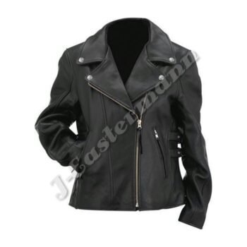 Ladies Classic Leather Motorcycle Jacket JEI 7231