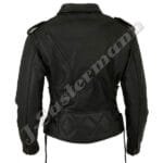 Ladies Black Classic Leather Motorcycle Jacket JEI 7234