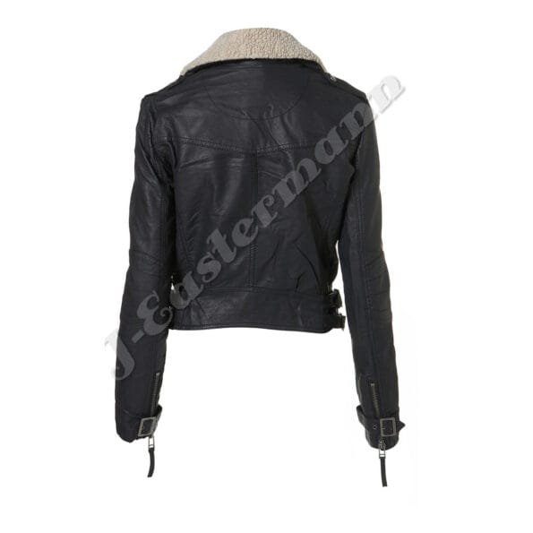 Ladies Fur Leather Motorcycle Jacket JEI 7237