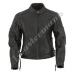 Ladies Vented Classic Leather Motorcycle Jacket JEI 7244