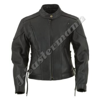 Ladies Vented Classic Leather Motorcycle Jacket JEI 7244