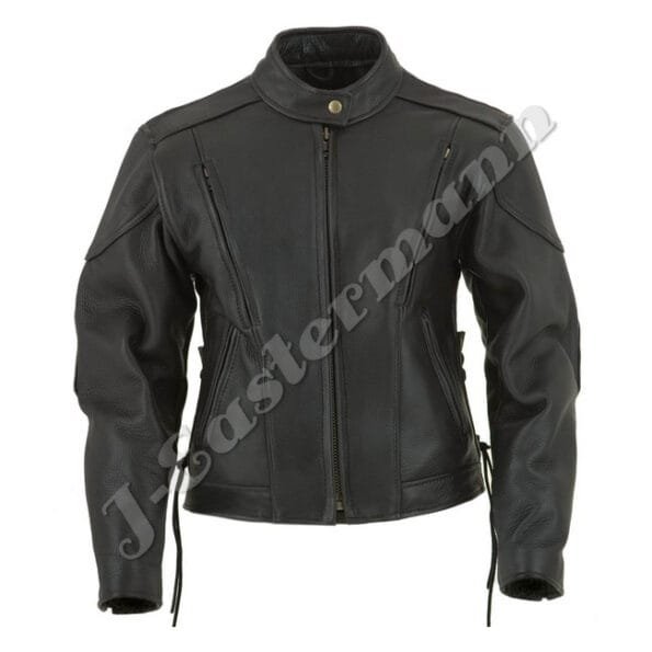 Ladies Vented Classic Leather Motorcycle Jacket JEI 7244