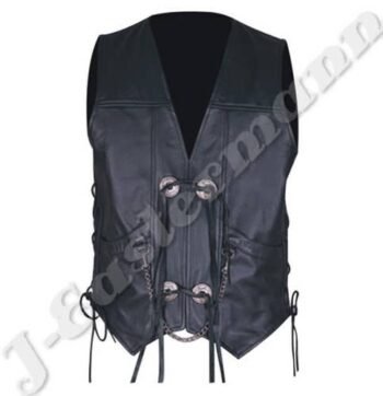 Men's Leather Motorbike Vest JEI-7265