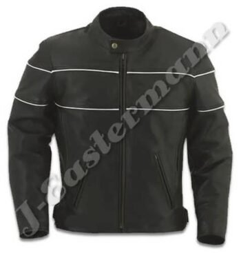 Mens Vented Leather Jacket with Reflectors JEI 7305
