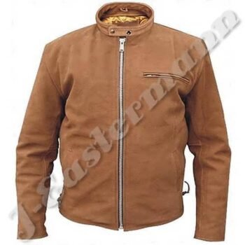 Men's Basic Brown Leather Scooter Jacket JEI-7312