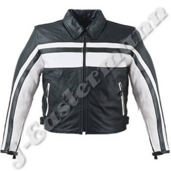 Mens Stripped Classic Leather Jacket JEI 7315