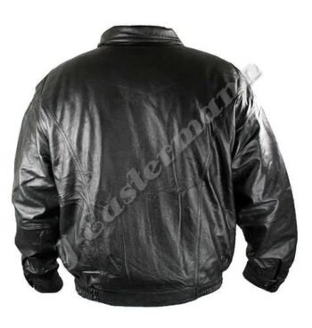 Mens Top Grain Cow Skin Black Bomber Jacket JEI 7325