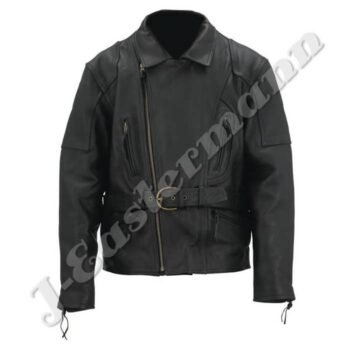 Men's Black Genuine Leather Belted Touring Jackets JEI-7331