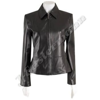 Ladies Short Length Black Leather Jacket JEI 7360