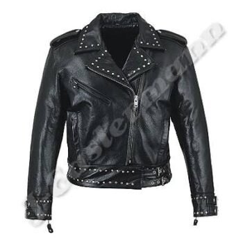 Ladies Studded Leather Motorcycle Jacket JEI-7380