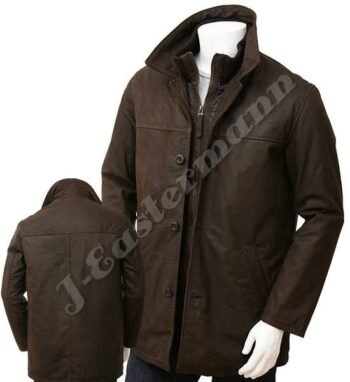 Men's Brown Leather Coat JEI-7457