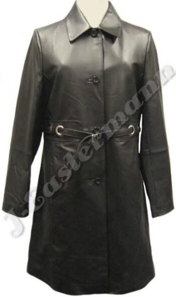 Ladies 3/4 Length Plus Size Leather Coat JEI 7461