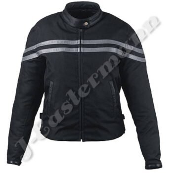 Ladies Cordura Motorbike Jacket with Leather Stripes JEI-7591