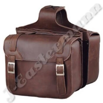 Premium Brown Leather Classic Style Zip Off Motorcycle Saddlebags JEI-7878