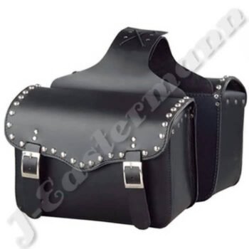 Waterproof Black Leather Medium Motorcycle Saddlebags JEI-7881