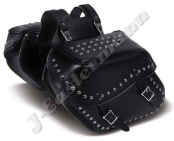 Leather Studded Motorcycle Saddle Bags JEI-7884