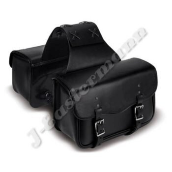 Leather Motorcycle Saddle Bag with Piping and Studs JEI-7888