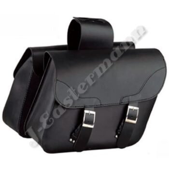 Waterproof Black Leather Large Motorcycle Saddle Bag with Metal Studs JEI-7902