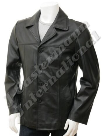 Mens Cow Leather Black Blazer JEI 9176