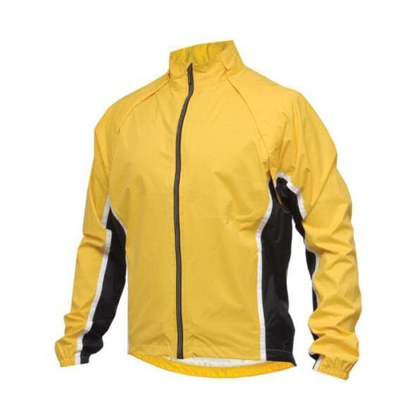 Mens Yellow & Black Removable Sleeves Waterproof Cycling Rain Jacket
