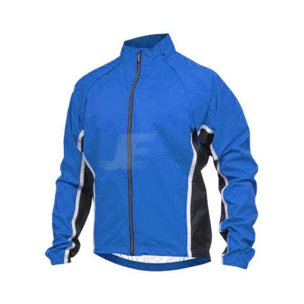Mens Blue & Black Removable Sleeves Waterproof Cycling Rain Jacket