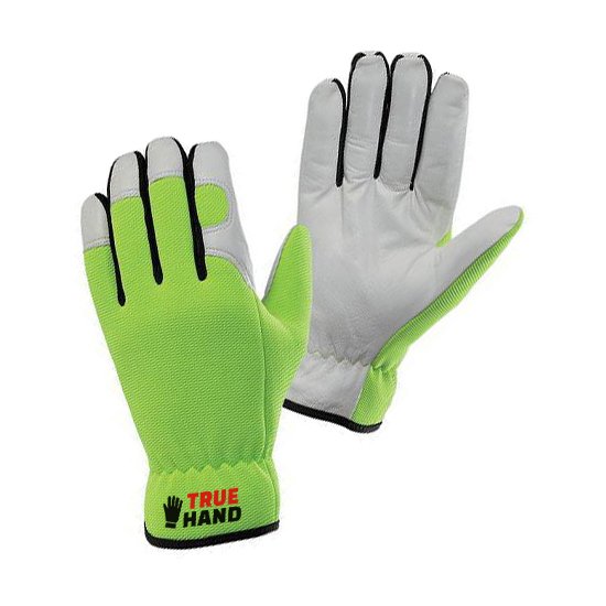 Green Hi Vis Goat Skin Mechanic Gloves
