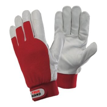 Red Goat Leather Assembly Gloves with Elastic Cuffs