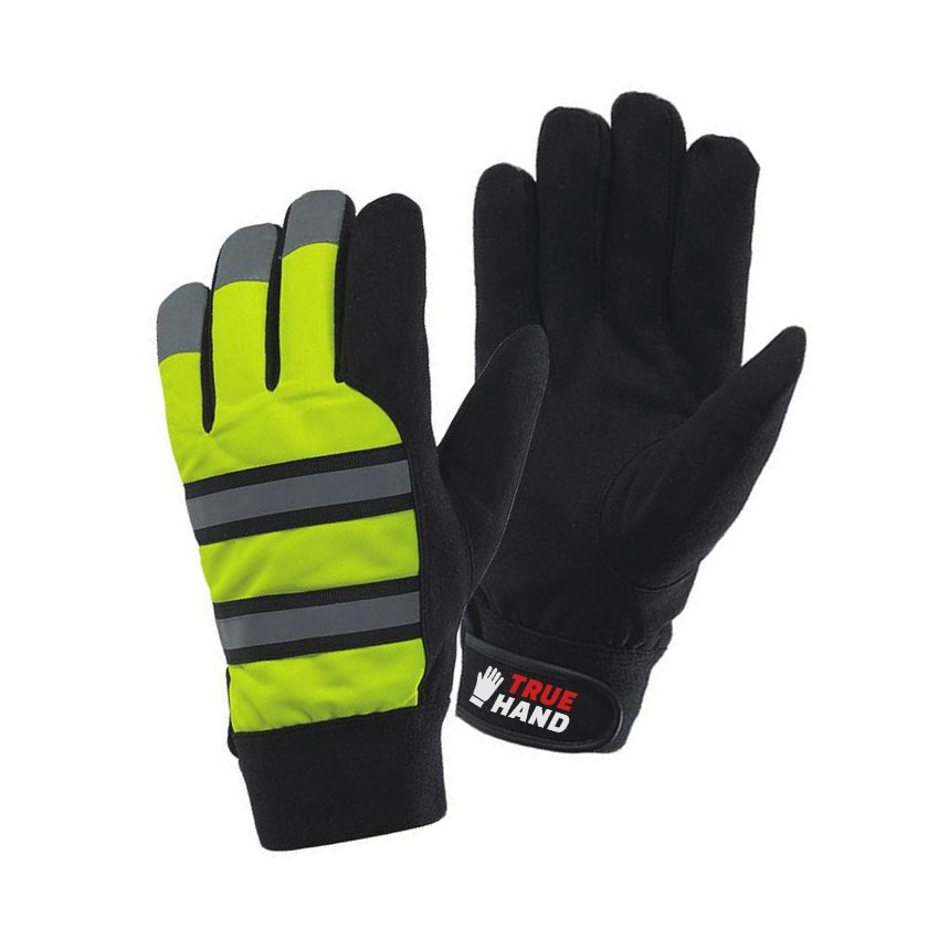 Yellow Hi Vis Reflective Synthetic Leather Mechanic Gloves