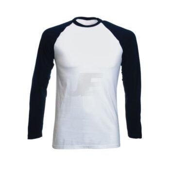 Black & White Cotton Raglan Long Sleeve Baseball T-Shirt