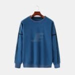 Contrast Panel Round Neck Heavyweight Cotton Fleece Sweatshirt