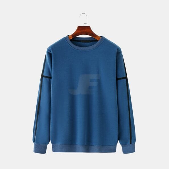Contrast Panel Round Neck Heavyweight Cotton Fleece Sweatshirt