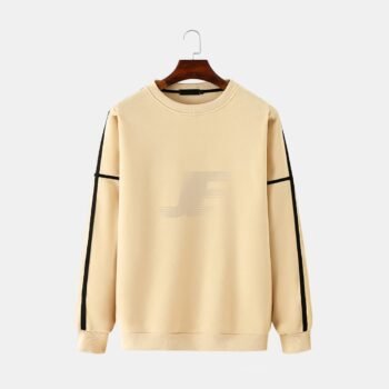 Contrast Panel Round Neck Heavyweight Cotton Fleece Sweatshirt
