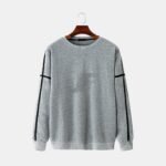 Contrast Panel Round Neck Heavyweight Cotton Fleece Sweatshirt