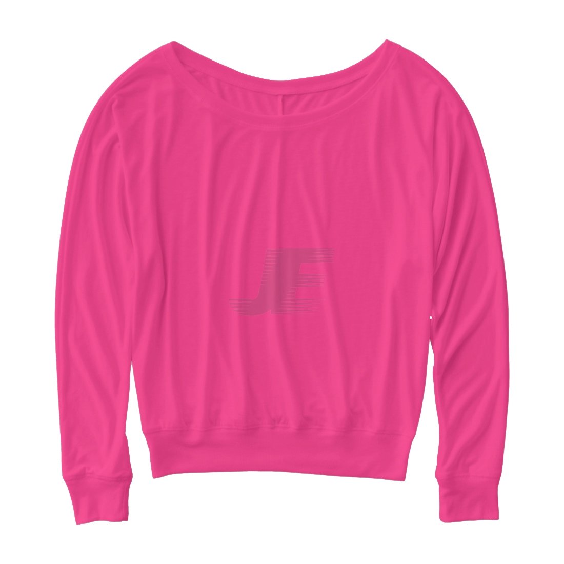 Women Wide Neck Pink Cotton Fleece Sweatshirt