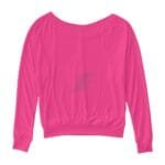 Women Wide Neck Pink Cotton Fleece Sweatshirt