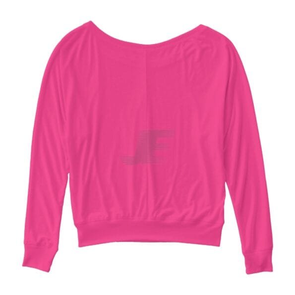Women Wide Neck Pink Cotton Fleece Sweatshirt
