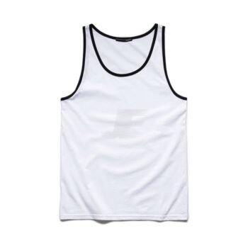Men's White 100% Cotton Tank Top With Contrast Trim