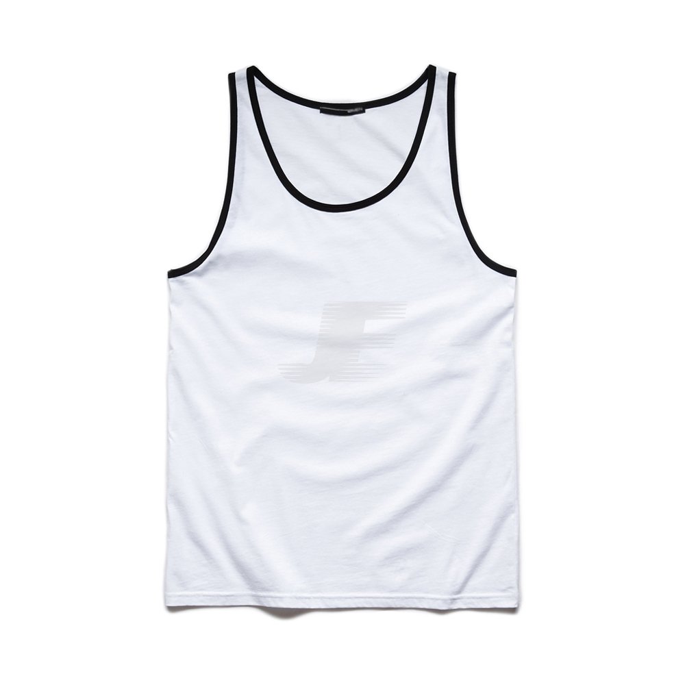 Men's White 100% Cotton Tank Top With Contrast Trim