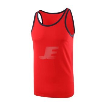 Men's Gym Wear Red Tank Top With Black Piping