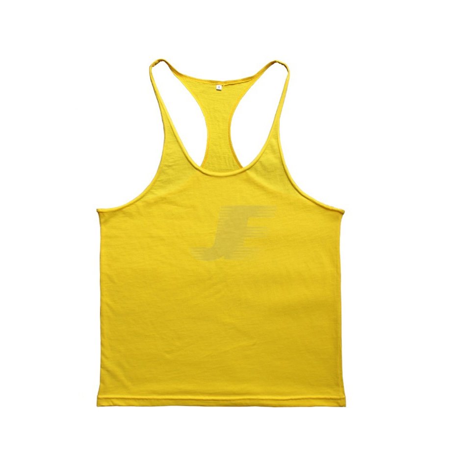 Men's Bodybuilding Gym Wear Yellow Stringer Tank Top