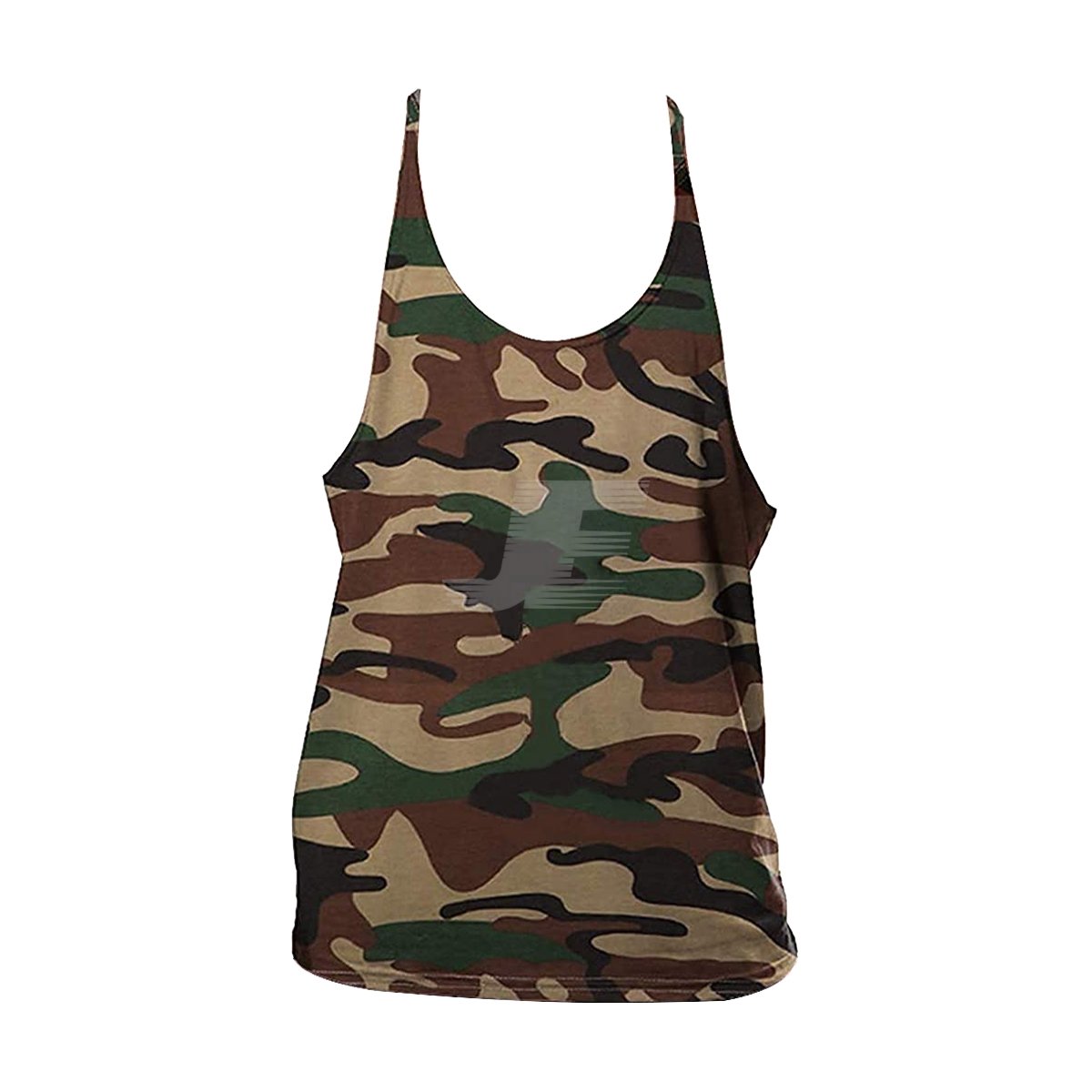 Men's Gym Wear Cotton Green Camouflage Stringer Tank Top