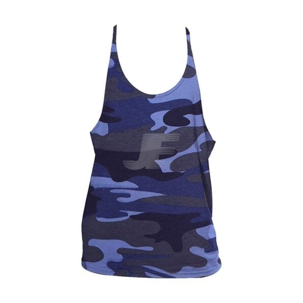 Men's Gym Wear Cotton Blue Camouflage Stringer Tank Top