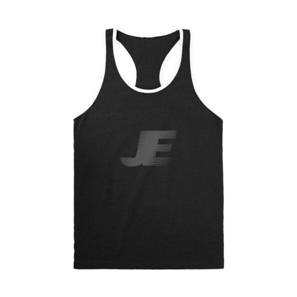 Men's Gym Wear Contrast Piping Black Racerback Tank Top