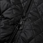 Front Zip Black Quilted Varsity Jacket with Fleece Sleeves