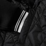 Front Zip Black Quilted Varsity Jacket with Fleece Sleeves