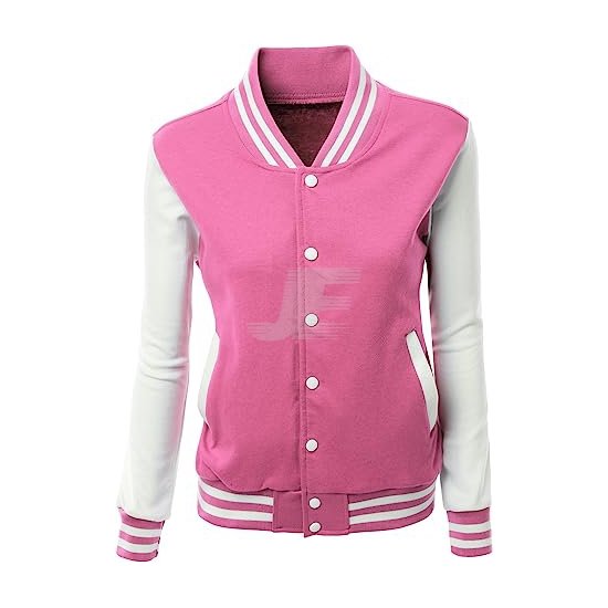 Women Wool Pink Varsity Jacket